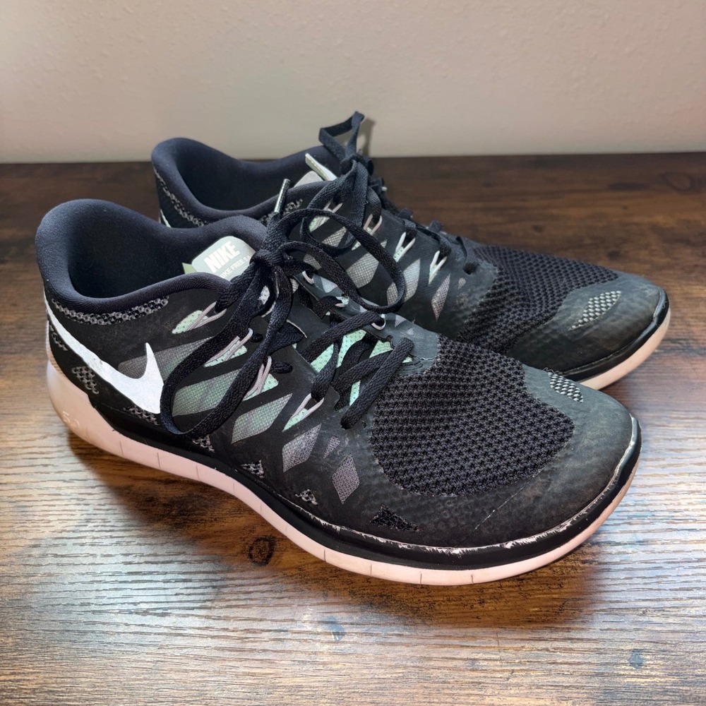 Nike Free 5.0 Womens Running Shoes Black White Mint 642199-031 Size 10